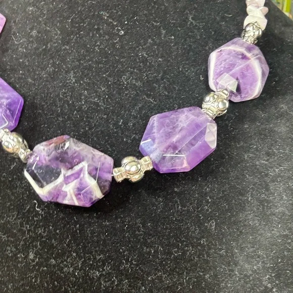 Hand-crafted Chevron Amethyst Necklace